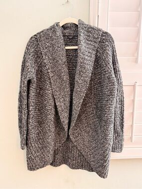Talbots Charcoal Gray Chunky Shawl Collar Open Cardigan